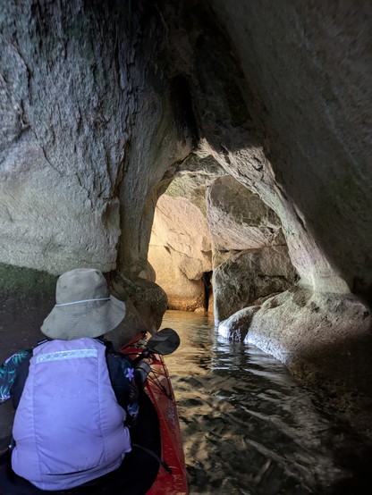 A cave that we couldn't get through in the kayak. Pretty sure we left some plastic scrapings in there though.