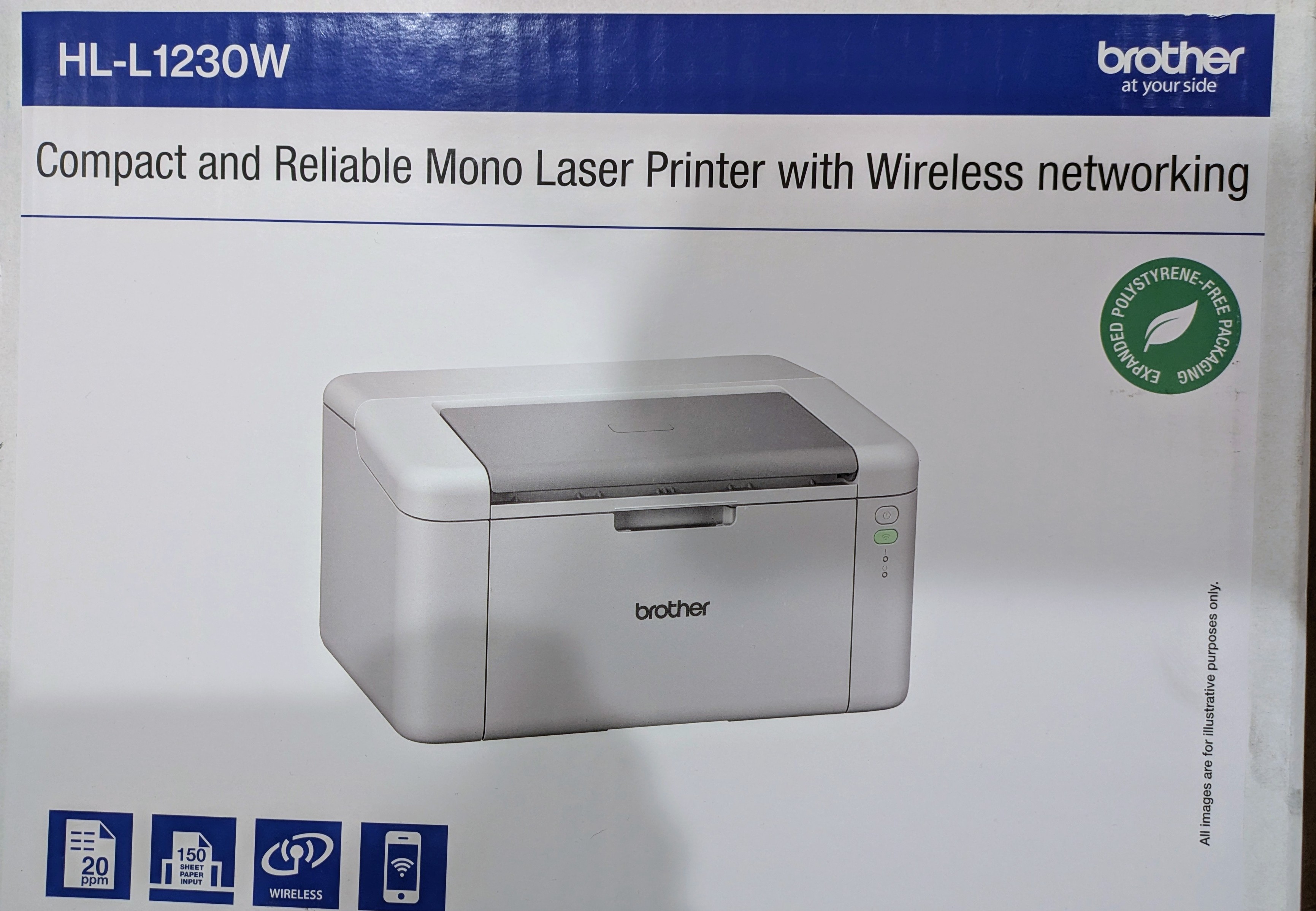 Cardboard box for HL-L1230W Brother 'Compact and Reliable Mono Laser Printer with Wireless networking' 