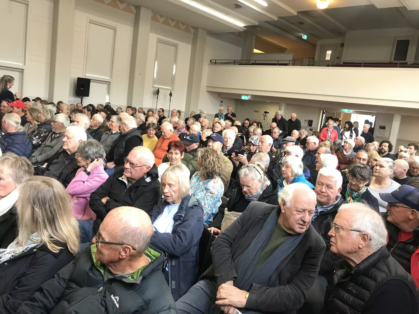 A crowd of NZ First party faithful representing a diverse cross section of NZ society wait for Shane Jones to spout outdated nonsense. 
Photo / Simon Wilson