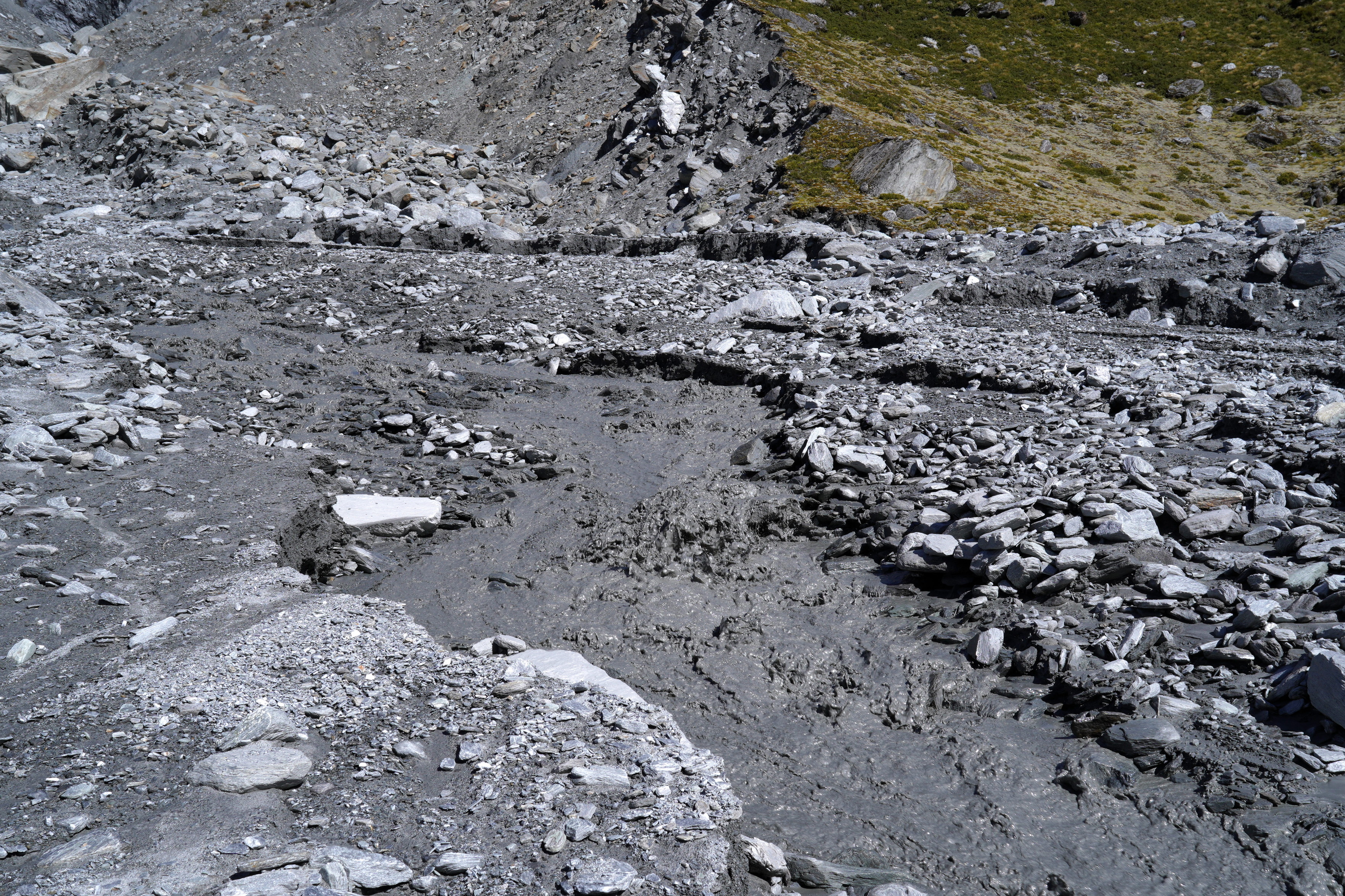 This water looked really strange, being super high in grey silt and yet also flowing.