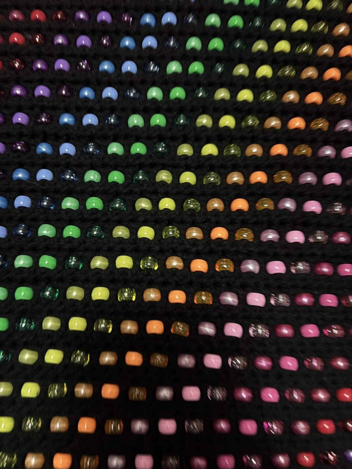 Close up shot showing detail of beads.